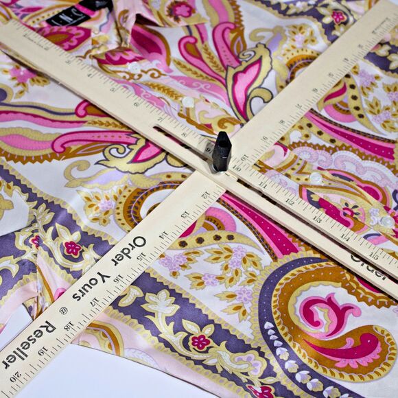 INC 100% Silk Pink Floral Paisley Button Up Top Blouse Long Sleeve Women Size 6 - Picture 15 of 15